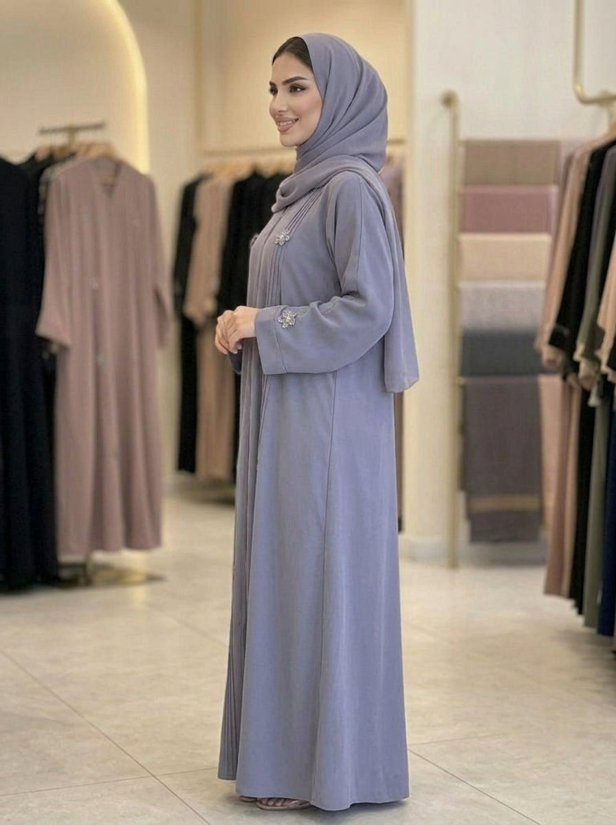 Dusty Lavender Floral Motif Abaya